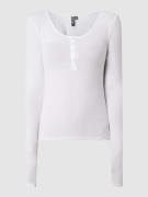 Pieces Serafino-Shirt mit Stretch-Anteil in Weiss, Größe L
