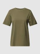 Pieces T-Shirt mit fixierten Ärmelumschlägen in Khaki, Größe XS