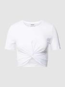 Noisy May Cropped T-Shirt mit Knotendetail Modell 'TWIGGI' in Weiss, G...