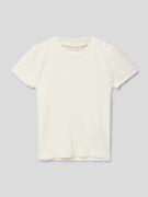 Tom Tailor T-Shirt mit Feinripp in Offwhite, Größe 116