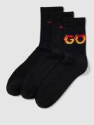 HUGO Socken im 3er-Pack mit Motiv-Stitching Modell 'Flames' in Black, ...