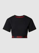 HUGO Cropped T-Shirt mit Label-Detail in Black, Größe XS