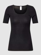 Schiesser T-Shirt mit Rundhalsausschnitt Modell 'LUXURY' in Black, Grö...