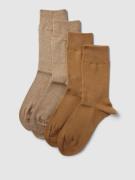 camano Socken mit Label-Print im 4er-Pack in Beige, Größe 39/42