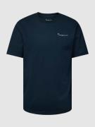 Knowledge Cotton Apparel T-Shirt mit Label-Print in Marine, Größe S