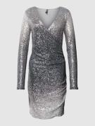 Pieces Knielanges Kleid mit Paillettenbesatz Modell 'DELPHIA' in Anthr...