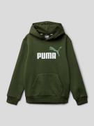 Puma Hoodie mit Label-Print in Khaki, Größe 140