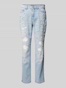 Marc Cain Relaxed Fit Jeans mit Zierbesatz in Hellblau, Größe 40