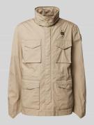 Blauer Usa Jacke mit Stehkragen in Beige, Größe XL