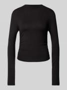 Gina Tricot Longsleeve mit seitlichen Raffungen in Black, Größe M