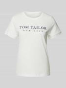 Tom Tailor T-Shirt mit Label-Stitching in Offwhite, Größe S