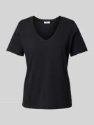 Marc O'Polo Denim T-Shirt mit V-Ausschnitt in Black, Größe XS