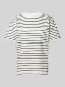 Jake*s Casual T-Shirt mit Streifenmuster in Dunkelgrau, Größe S