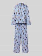 Polo Ralph Lauren Pyjama mit Motiv-Print Modell 'Iconic Bear' in Blau,...