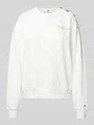 Tommy Hilfiger Sweatshirt mit Knopfleiste in Ecru, Größe S