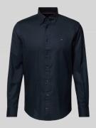 Tommy Hilfiger Regular Fit Business-Hemd mit Logo-Stitching in Marine,...