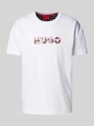 HUGO T-Shirt mit Label-Print Modell 'Camo' in Weiss, Größe M