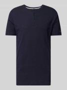 Fynch-Hatton T-Shirt mit Logo-Stitching Modell 'Henley' in Marine Mela...