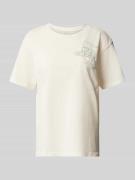 Jake*s Casual T-Shirt mit Motiv-Stitching in Offwhite, Größe XS