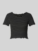 Only Cropped T-Shirt mit Streifenmuster Modell 'ANITS' in Black, Größe...