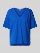 Esprit T-Shirt in unifarbenem Design mit V-Ausschnitt in Royal, Größe ...