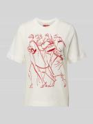 Oui T-Shirt mit Motiv-Print in Weiss, Größe 38