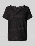 Object T-Shirt mit Lochstickerei Modell 'FEODORA' in Black, Größe 34
