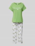 LOUIS & LOUISA Pyjama mit Statement-Stitching Modell 'Capri' in Gruen,...
