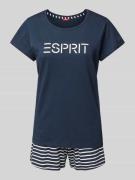 Esprit Pyjama mit Logo-Print Modell 'MIA' in Dunkelblau, Größe 34