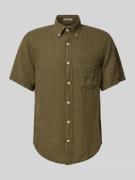 Gant Regular Fit Leinenhemd mit 1/2-Arm in Oliv, Größe S