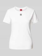 HUGO T-Shirt mit Label-Stitching Modell 'Deloris' in Offwhite, Größe X...