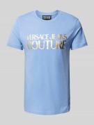 Versace Jeans Couture T-Shirt mit Label-Print in Hellblau, Größe S