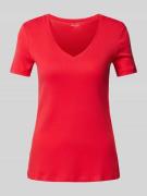Montego T-Shirt mit V-Ausschnitt in unifarbenem Design in Rot, Größe X...