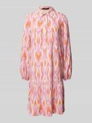 comma Knielanges Hemdblusenkleid aus Viskose in Pink, Größe 34