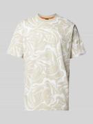 BOSS Orange T-Shirt mit Allover-Print Modell 'Ocean' in Beige, Größe L