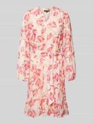 More & More Knielanges Kleid mit Bindegürtel in Rose, Größe 44