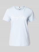 Tommy Hilfiger T-Shirt mit Label-Print in Hellblau, Größe L
