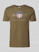 Gant T-Shirt mit Label-Print Modell 'ARCHIVE' in Oliv, Größe S