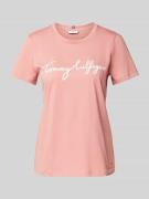 Tommy Hilfiger T-Shirt mit Label-Print in Altrosa, Größe M