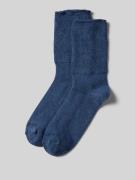 camano Socken mit Label-Print im 2er-Pack in Blau Melange, Größe 39-42