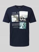 Tom Tailor T-Shirt mit Motiv-Label-Print in Dunkelblau, Größe L