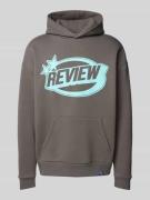 REVIEW Hoodie mit Label-Print in Dunkelgrau, Größe XS