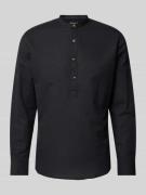 Jack & Jones Regular Fit Leinenhemd mit Maokragen in Black, Größe M