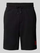 HUGO Sweatshorts mit Label-Patch in schwarz in Black, Größe XL