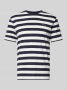 Gant T-Shirt mit Streifenmuster und Label-Stitching in Marine, Größe S