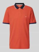 Fynch-Hatton Regular Fit Poloshirt mit Kontrastbesatz in Koralle Melan...
