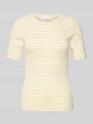 Knowledge Cotton Apparel T-Shirt mit Streifenmuster in Pastellgelb, Gr...