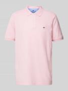 Fynch-Hatton Poloshirt mit Logo-Stitching in Rosa, Größe L