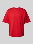 REVIEW Oversized T-Shirt mit geripptem Rundhalsausschnitt in Rot, Größ...