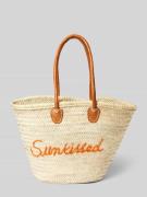 Amabea Strandtasche mit Label-Stitching in Sand, Größe One Size